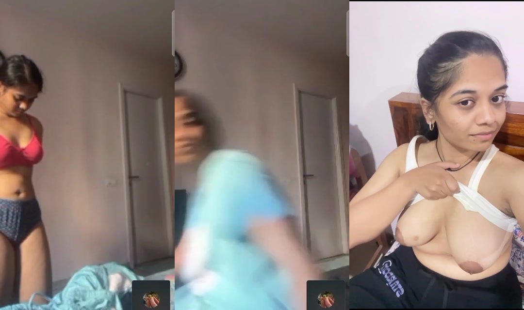 Cute Chasmish Busty Gf Gauri Squeezing Big Boobs and Fingering Cucumber Fuck